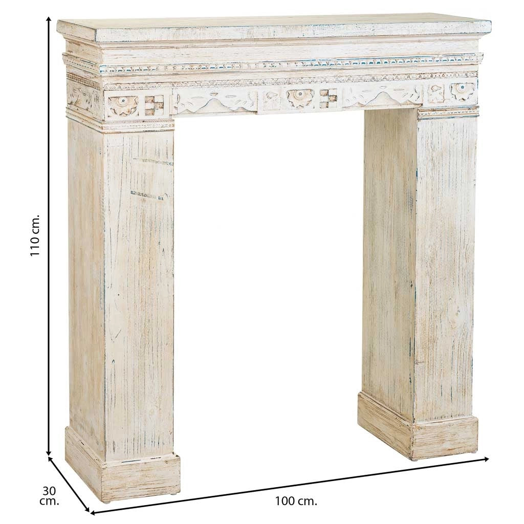 Cornice camino in legno bianco 100x30x110h