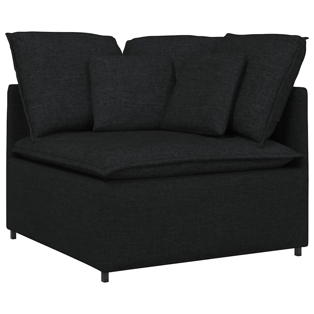 Divano Modulare con Cuscini in Tessuto Nero 3321269