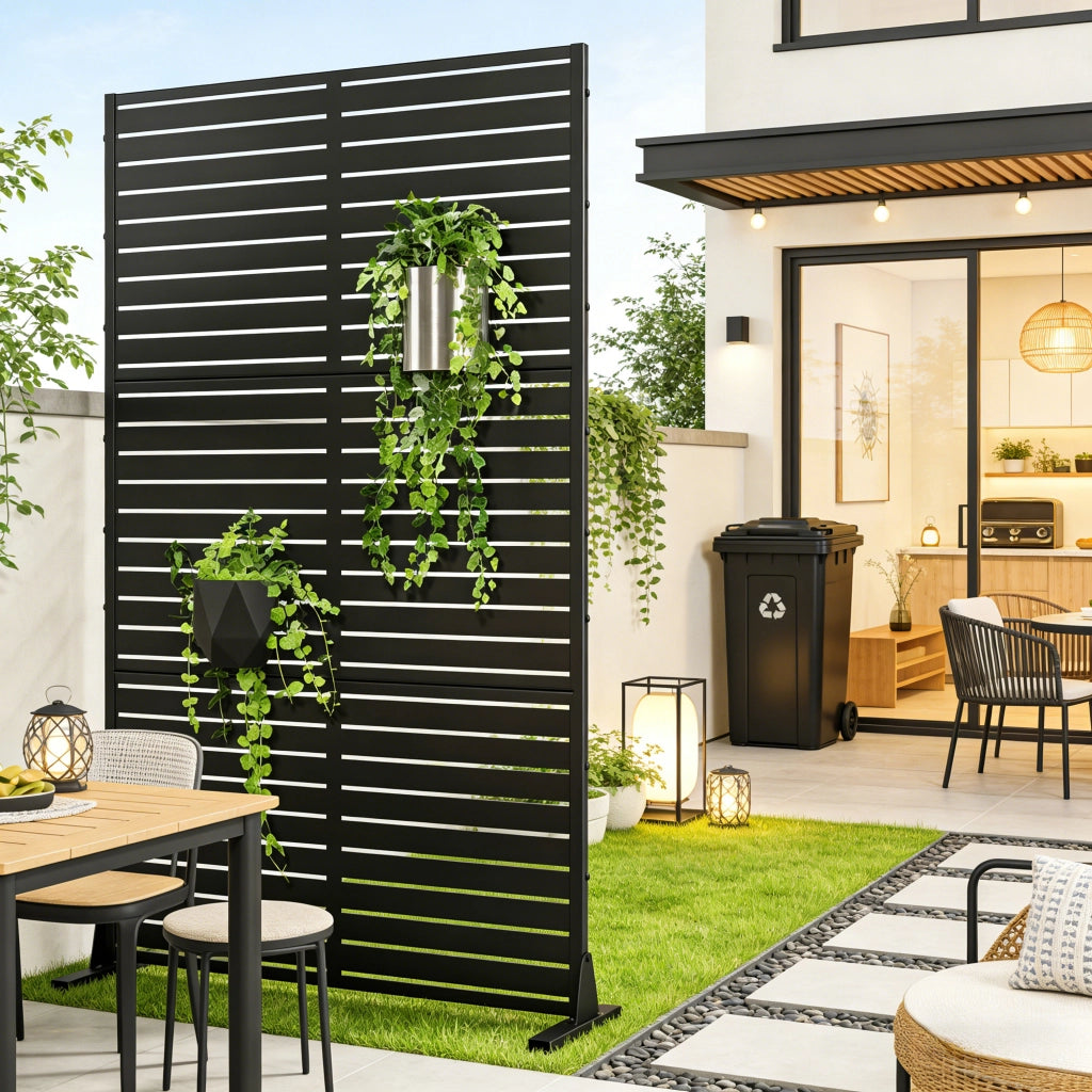 Pannello Divisorio Nodepp da Esterno in Acciaio Zincato 180x120 cm Nero casa.pro