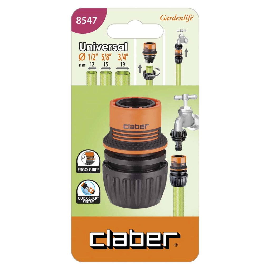 RACCORDO RAPIDO UNIVERSAL ERGOGRIP 1/2 - 5/8 - 3/4- - in blister 8547 - 1 blister CLABER