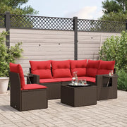 Set Divani da Giardino 6 pz con Cuscini Marrone in Polyrattan 3220183