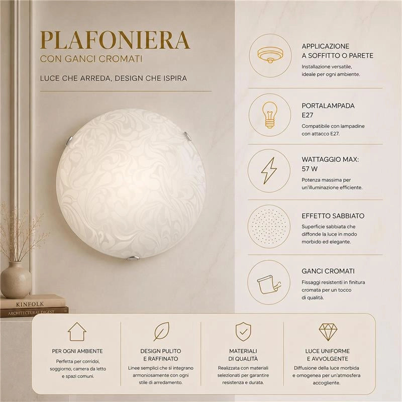 DANIEL LAMPADA PLAFONIERA 2 LAMPADINE E27 40 CM