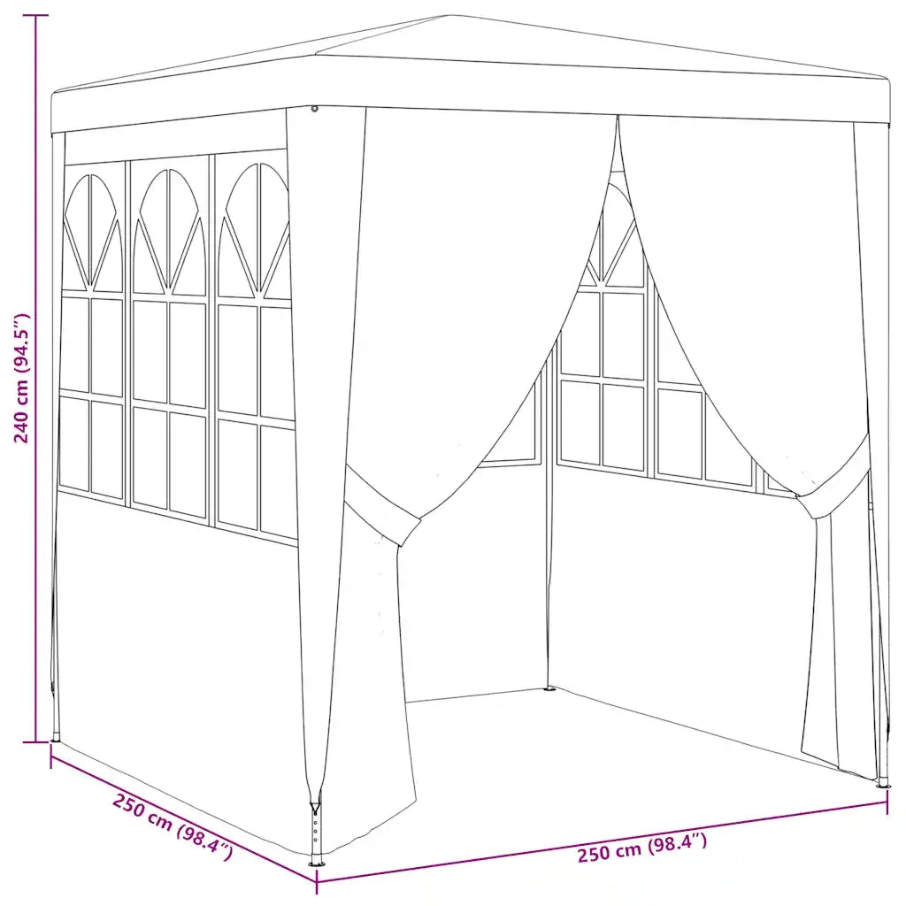 Gazebo Professionale con Pareti 2,5x2,5 m Bianco 90 g/m² 48518