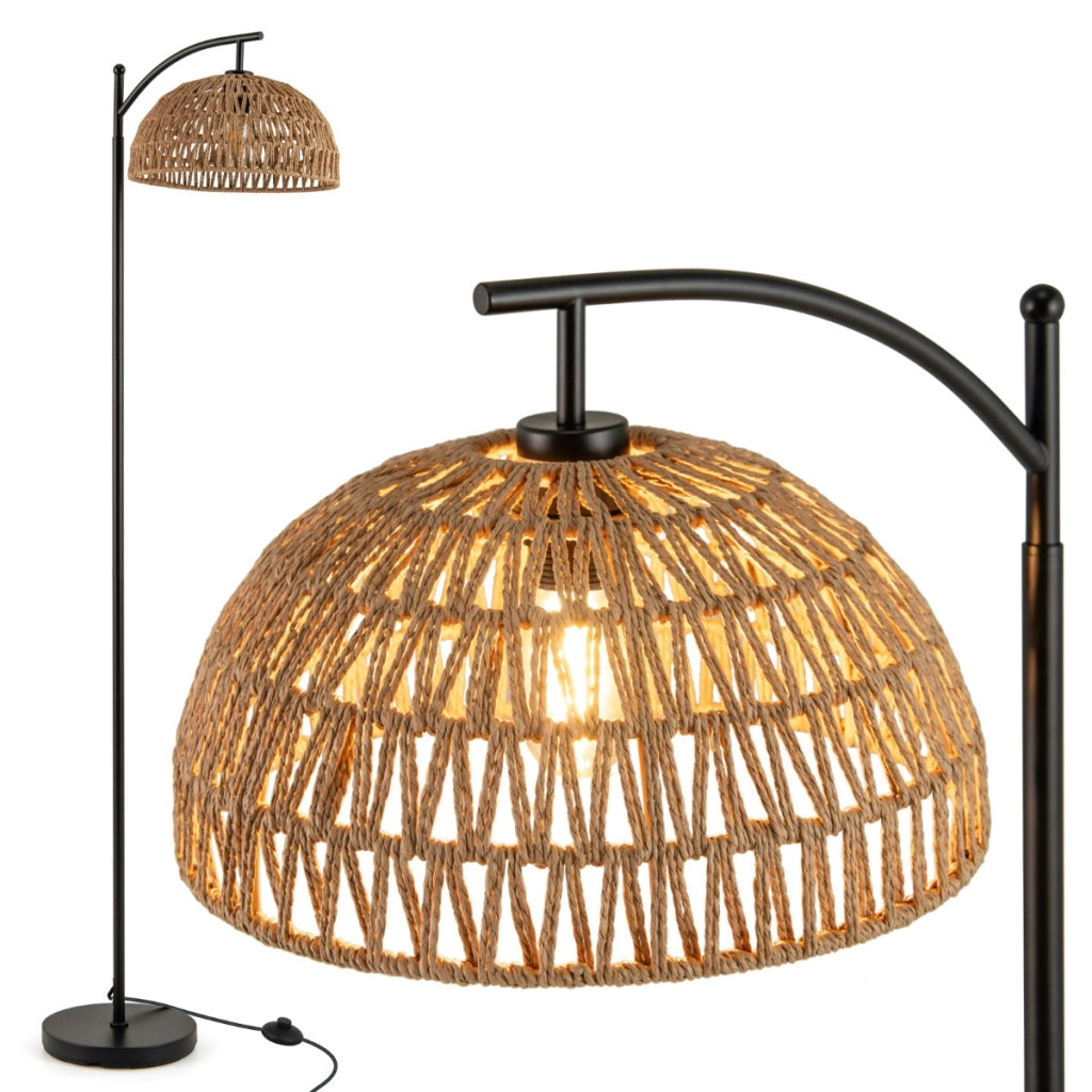Lampada da terra da 160 cm con paralume a sospensione, Apparecchio di illuminazione per soggiorno e ufficio Nero