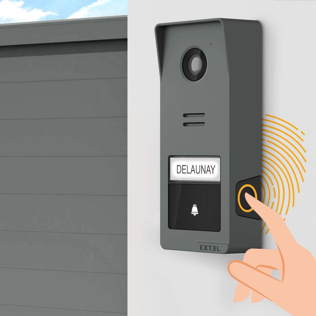 Extel Wave 3 Videocitofono Senza fili Smart Wi-Fi con impronta digitale e controllo da smartphone, Visione Notturna, Apertura da remoto + Cover Esterna Color Grafite