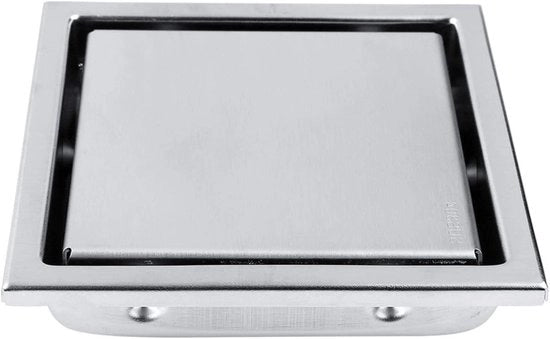 Douchierecupido con coperchio rimovibile - Acciaio inossidabile - Antidermatite - Porta scarico quadrato - 4,3 pollici - Idoneo per la zona bagno - Quadrato - Adatto per cucina e garage - Scarico con coperchio
