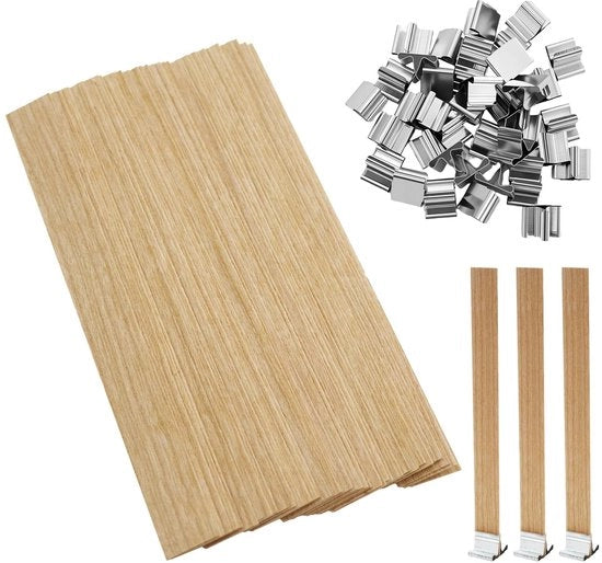 Lontini in Legno 40 Stuks - 13mm x 130mm - Legno Naturale - Accensione Sicura - Per Candelabri - Facili da Utilizzare - Lintoli per Candelabri