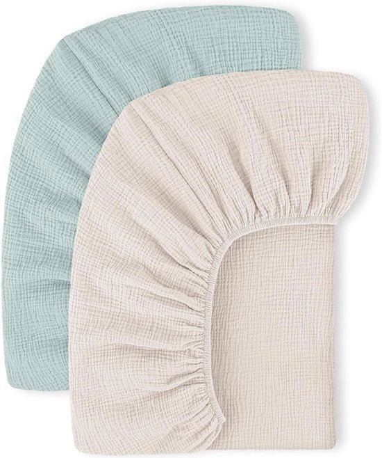 Set di 2 coperte per lettini di mousseline 100% cotone - Coperte per lettini 60x120cm - Lettino da viaggio & lettino supplementare - Crema di verdura