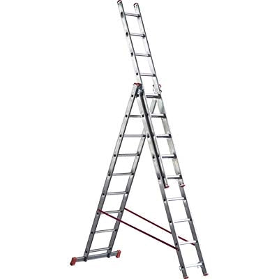 SCALA PARALLELA 3 RAMPE ORANGE 3 MARCHETTI - ALLUMINIO EN 131 H.CM 190/400 PIOLI 3X7
