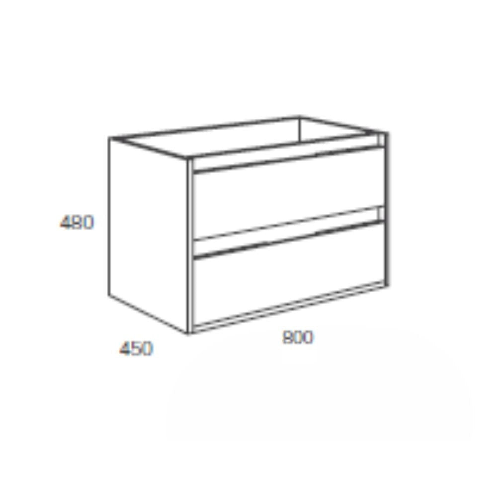 Mobile bagno sospeso Bolton colore bianco laccato lucido 80x45x48H 2 cassetti: design moderno e funzionalità