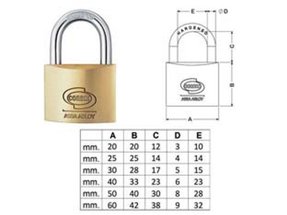 12pz lucchetto ottone arco normale prium cifratura unica ka pl110 mm20 cod:ferx.fer380683