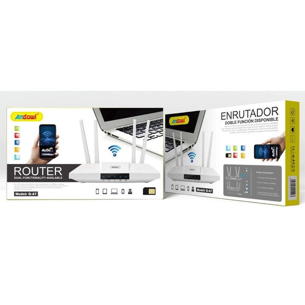 Trade Shop - Router Wireless 4g/5g Wi-fi 5 1200mbps Doppia Banda 2,4 E 5 Ghz Supporta Scheda Sim Q-a7 -