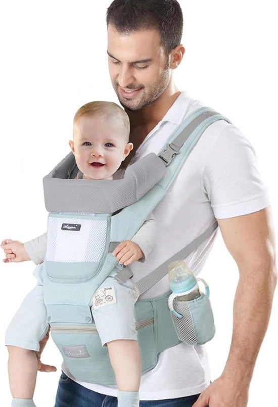 Zak da adorazione per neonati con sistema di sospensione ergonomico e scompartimento per l'anca Multifunzionale per bambini con sistema di portata dorsale e dorsale per bambini in crescita da 3 mesi a 3 anni (3-20 kg) colore verde