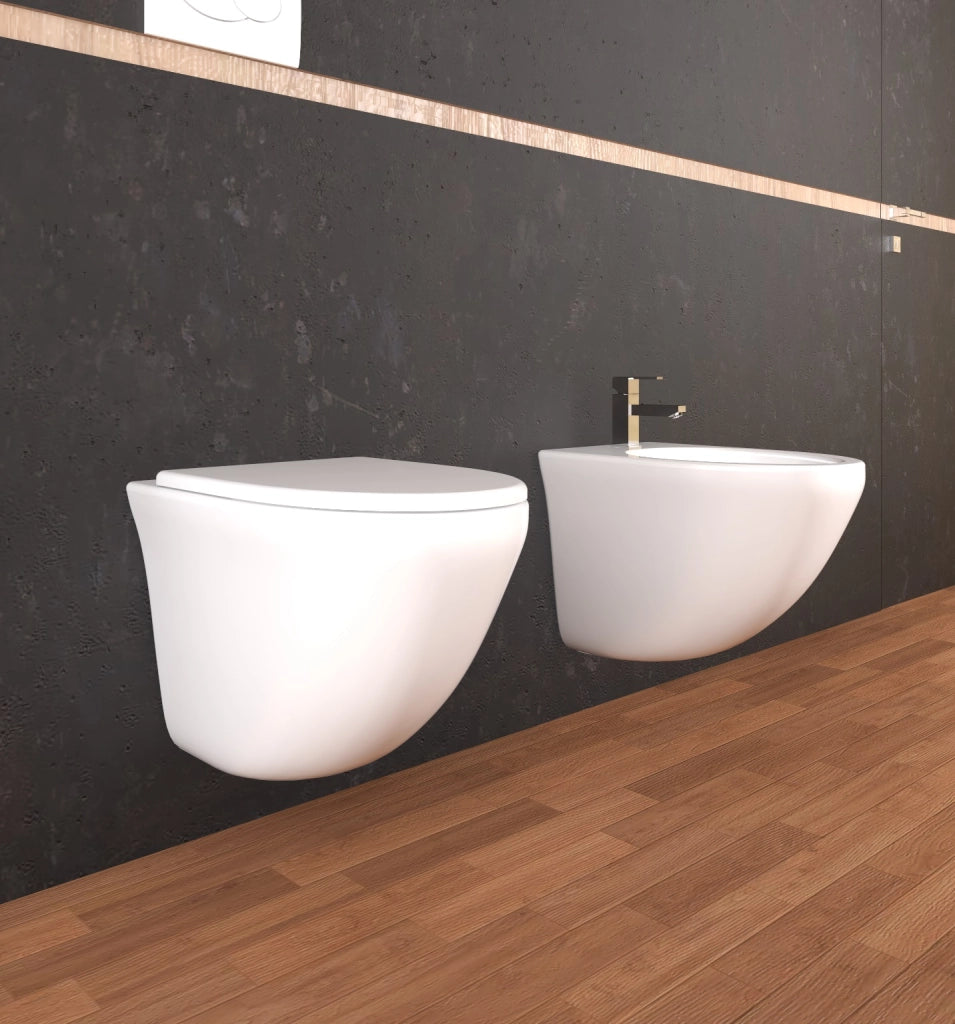 Coppia di sanitari wc e bidet sospesi ceramica SICENA MOON