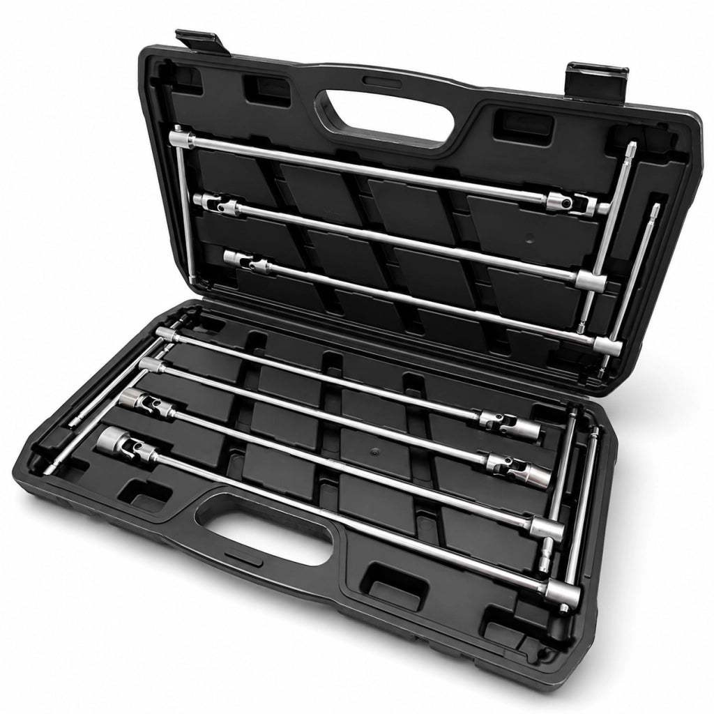 Set 7 Chiavi a T Snodate Doppio Snodo Lunghe 8-19 mm con Supporto
