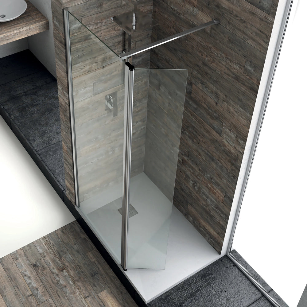 Ogomondo walk-in doccia con anta basculante e staffa cristallo 8 mm *** misure 107-109xh200 cm, confezione 1