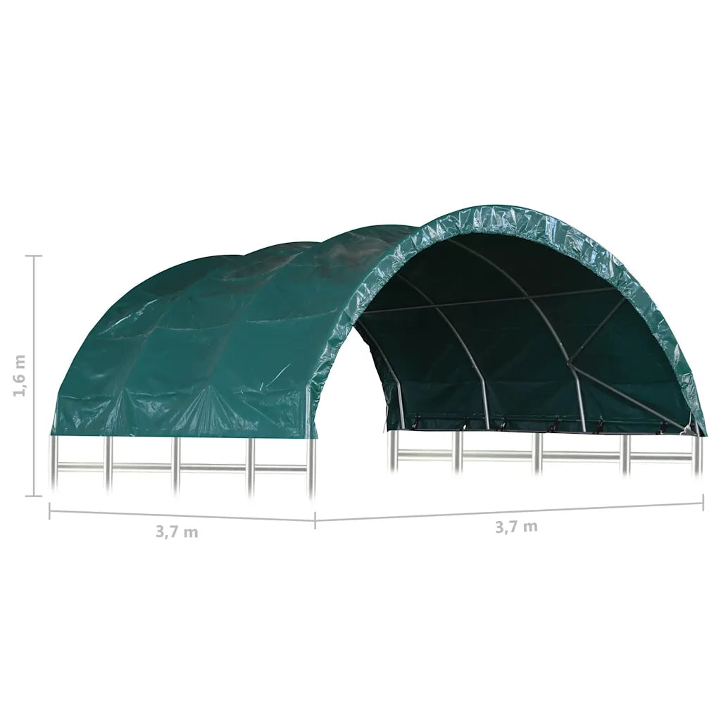 Tenda per Bestiame in PVC 3,7x3,7 m Verde 3056433