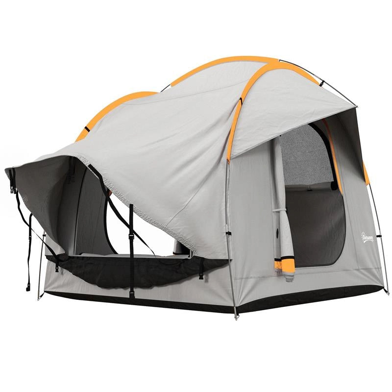 TENDA PER AUTO IMPERMEABILE A 3 PORTE IN POLIESTERE, PE E FIBRA DI VETRO, 239X210X210 CM, GRIGIO E ARANCIONE