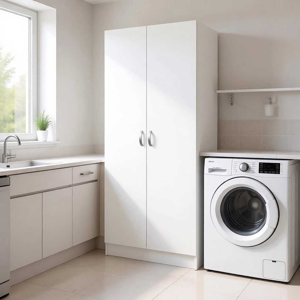 Armadio Multiuso Con 2 Ante E 5 Ripiani Regolabili Mobile Salvaspazio Design Moderno Minimal Per Camera Ingresso Corridoio 69.2 X 34.6 X 170.4 Cm Bianco