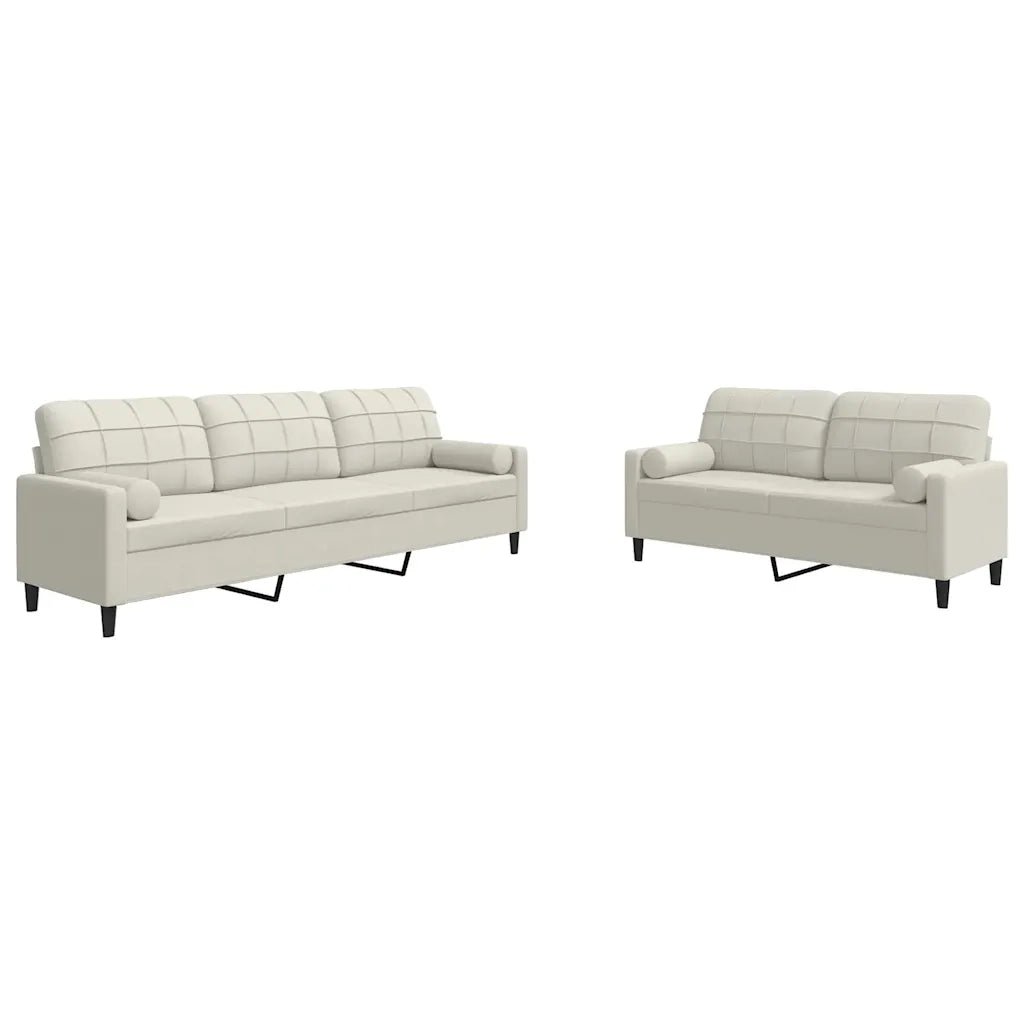 Set di Divani 2 pz con Cuscini e Rinforzi Crema in Velluto 3278499