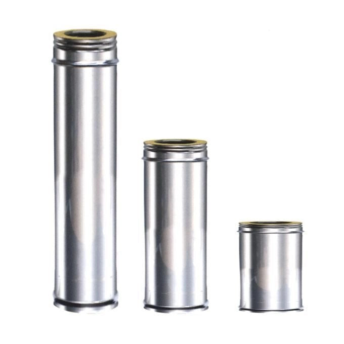 MARAL M98784 Tubo inox doppia parete diametro interno 8 cm diametro esterno 13 cm lunghezza 33 cm isolamento in lana di roccia 25 mm parete interna in acciaio inox Aisi 316L parete esterna in Aisi 304 finitura lucida colore Acciaio