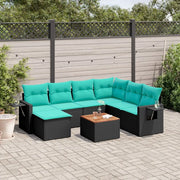 Set Divani da Giardino 8 pz con Cuscini Nero in Polyrattan 3224678