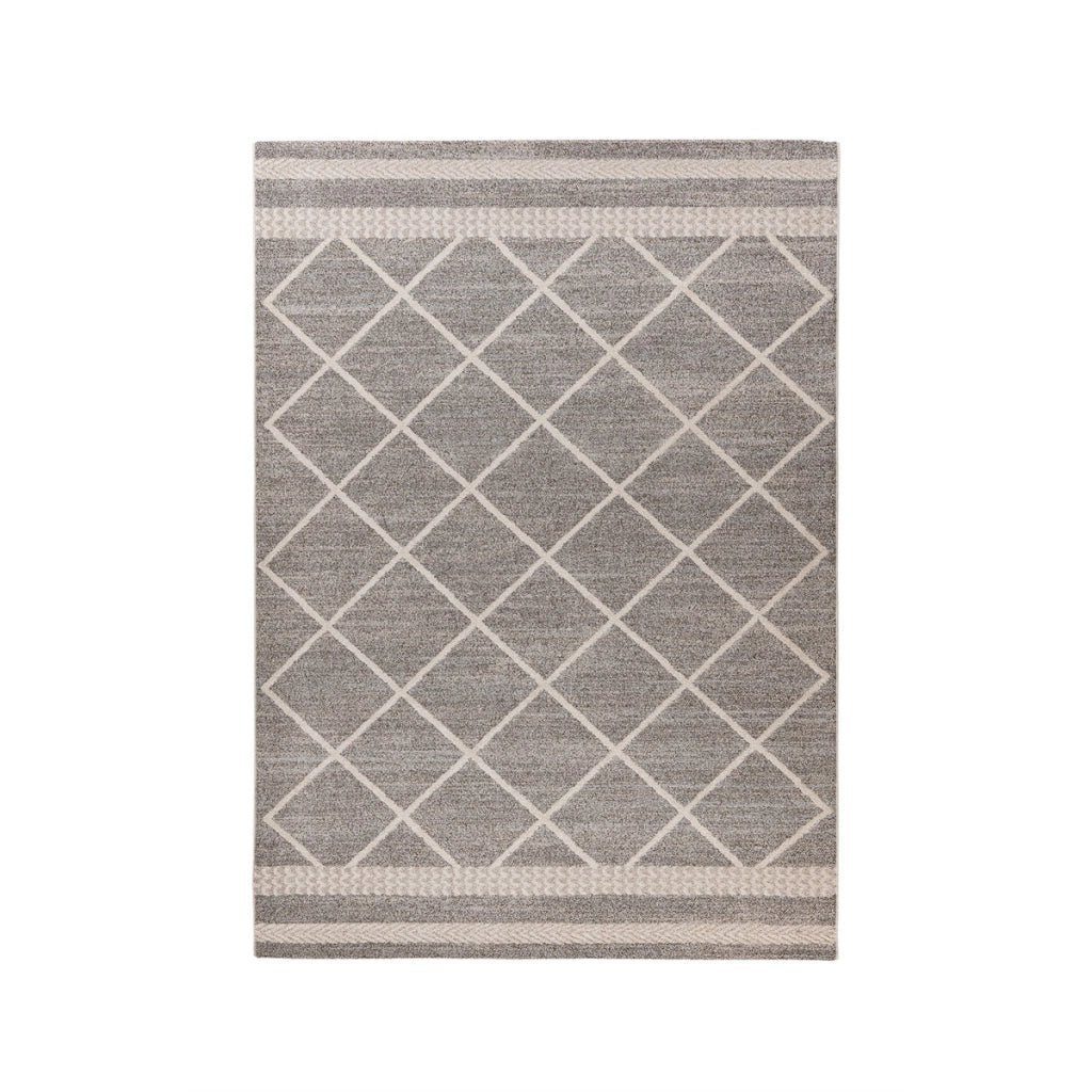 Tappeto moderno Rhombus a motivi geometrici marrone e beige