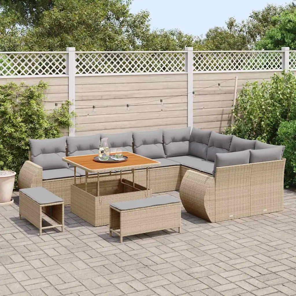 Set Divano da Giardino con cuscino 12 pcs Beige e Grigio Chiaro 3363857