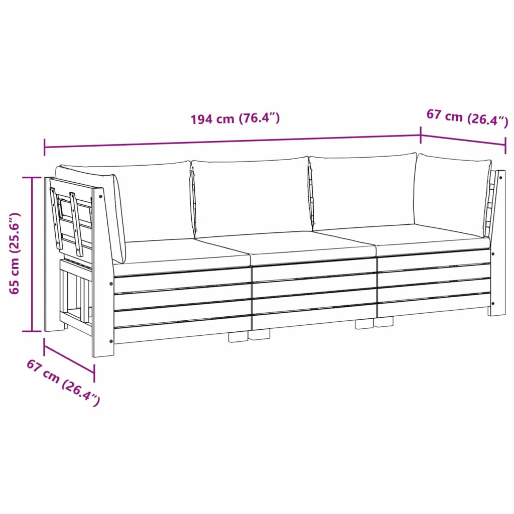 Set di divani da esterno-Sofa da giardino con cuscino 3 Pezzo Marrone 659381