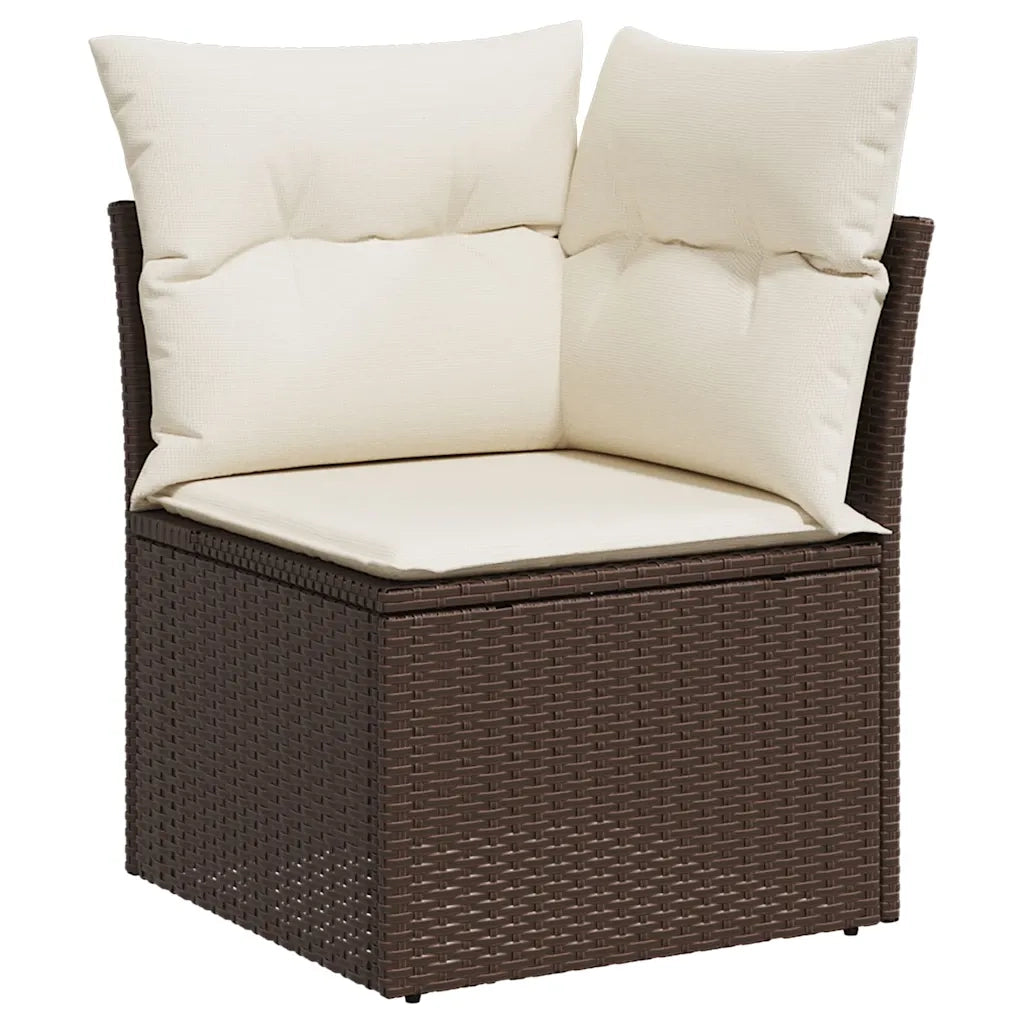 Set Divani da Giardino 10pz con Cuscini in Polyrattan Marrone 3223052