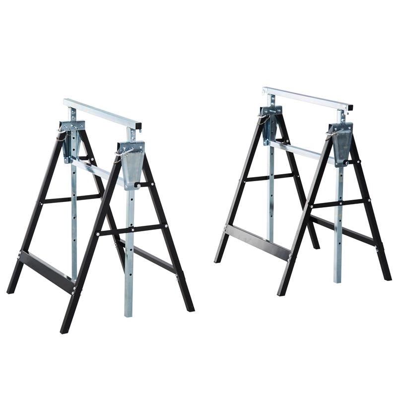 SET 2 CAVALLETTI DA LAVORO PIEGHEVOLI TELESCOPICI ALTEZZA REGOLABILE IN TUBI D’ACCIAIO