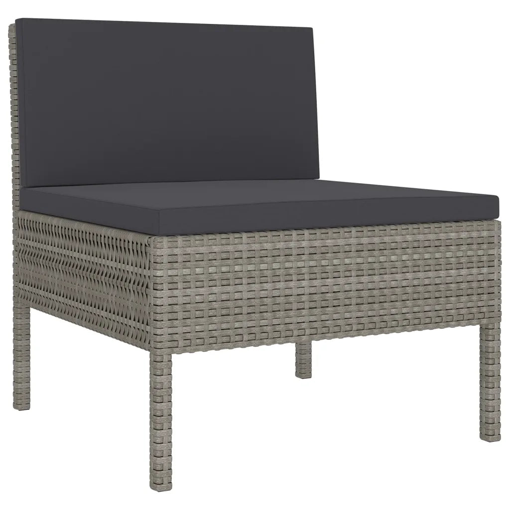 Set Divani da Giardino 9 pz con Cuscini in Polyrattan Grigio 3094606