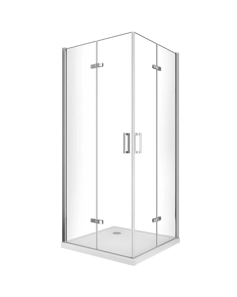 Box doccia angolare pieghevole a libro con chiusura a pacchetto H 190 cromo anticalcare trasparente con misure 70 (67,5-69) x 90 (87,5-89)