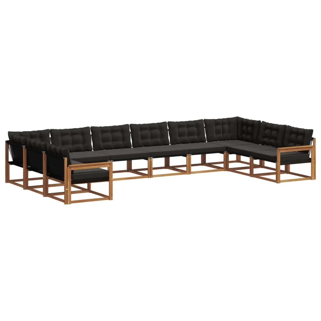 Set di divani da esterno con cuscino 10 pcs Naturale e Nero 3369883