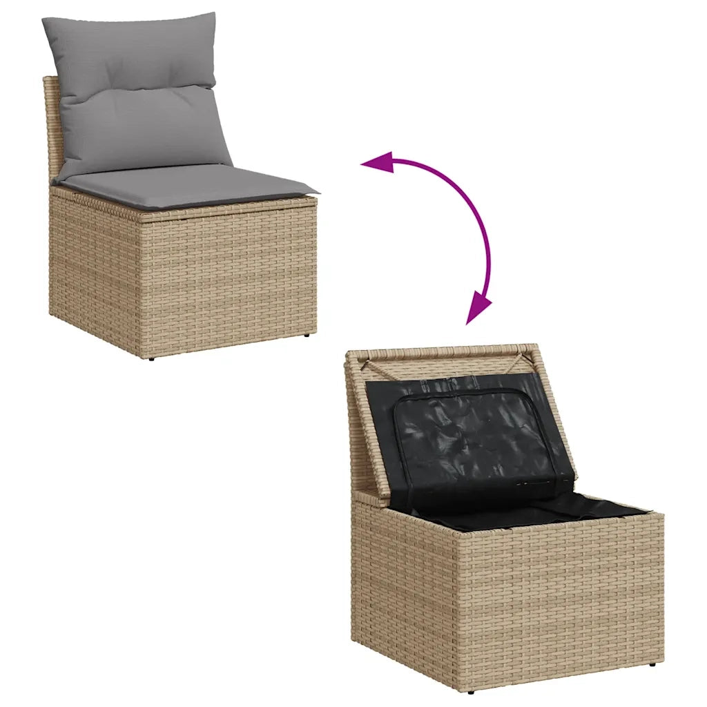 Set Divano da Giardino 5 pz con Cuscini Beige in Polyrattan 3326880
