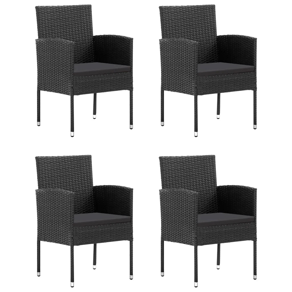 Set da Pranzo da Giardino 5 pz in Polyrattan Nero