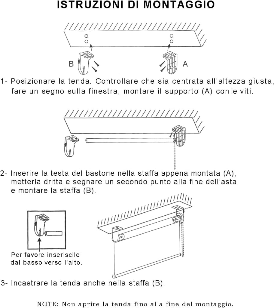 Tenda a Rullo Avvolgibile Porta Finestra Casa Ufficio Parete Soffitto Bianco 120x180 cm