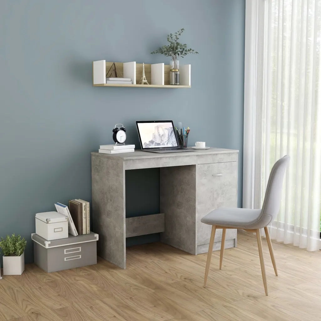 Scrivania Grigio Cemento 100x50x76 cm in Legno Multistrato 801800