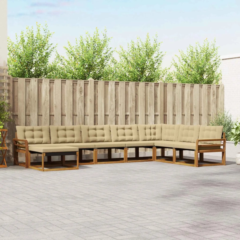 Set di divani da esterno con cuscino 8 pcs Naturale e Beige 3369748