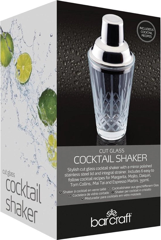 Shaker per cocktail in vetro smaltato 400 ml - con libretto di ricette e confezione regalo