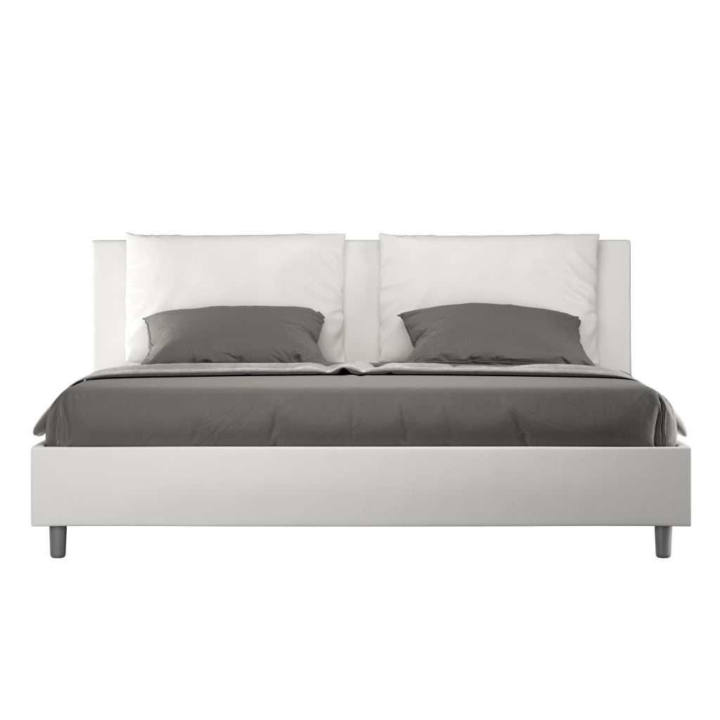 BS COM Letto con rete imbottito 180x190 similpelle bianco