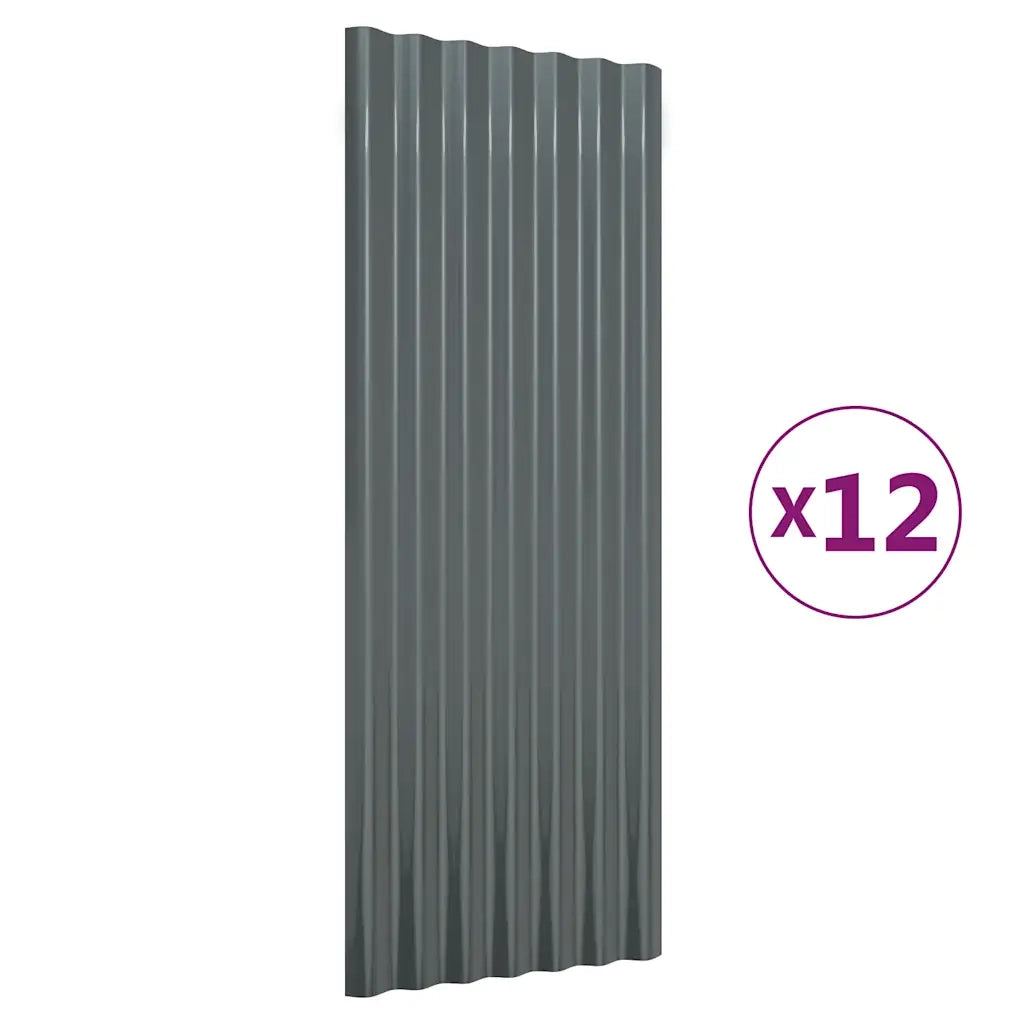 Pannelli per Tetto 12 pz Acciaio Zincato Antracite 100x36 cm 319145