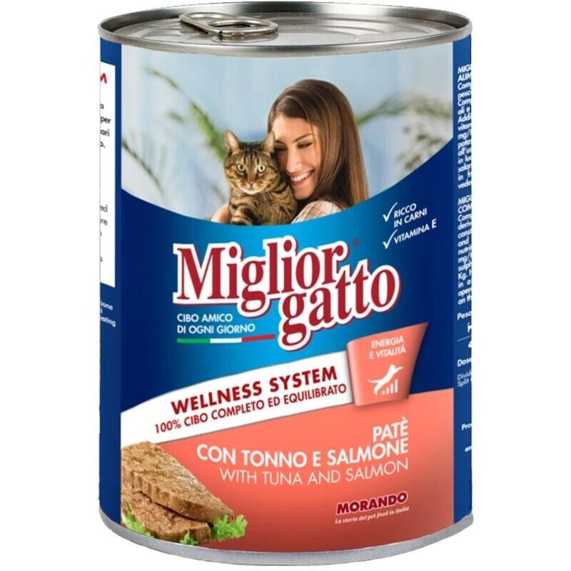 MIGLIOR GATTO PATÈ CON TONNO E SALMONE IN CONFEZIONE DA 405 GR