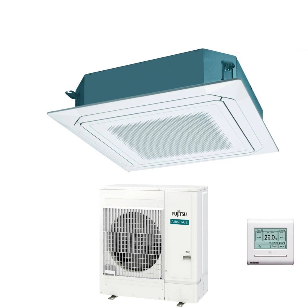 Condizionatore a Cassetta Fujitsu KR Circular Flow White 54000 Btu AUXG54KRLB Trifase R-32 Wi-Fi Optional con Griglia e Filocomando