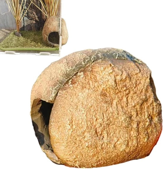 Nascondiglio Magnetico per Camaleonti - Simulazione di Roccia Decorativa con Resina per Geco Leopardino.