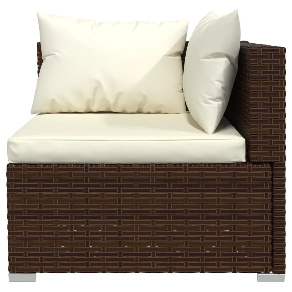 Set Divani da Giardino 3 pz con Cuscini in Polyrattan Marrone 317505