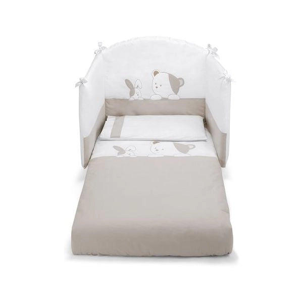 Piumone lettino pali 0687lulu lulÙ set 3 pz bianco e tortora