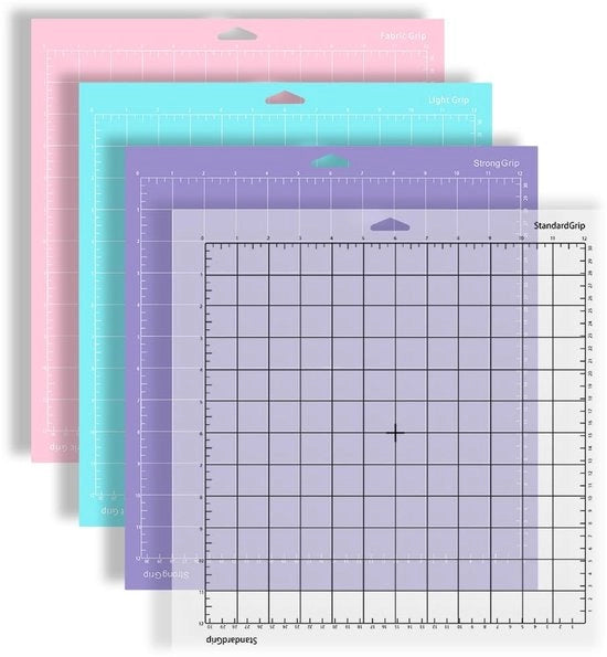 Set di 4 protezioni per lama di taglio - 30,5 cm x 30,5 cm - Idonee per scrapbooking - Translucido, rosa, blu