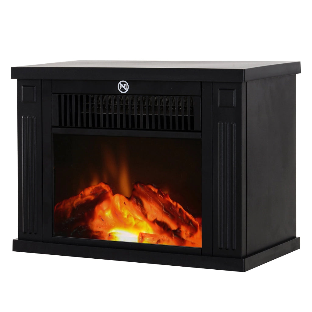 EasyComfort Camino Elettrico da Tavolo con Effetto Fiamma, Caminetto con Potenza Regolabile 600/1200W, Copertura 10-15m², Nero