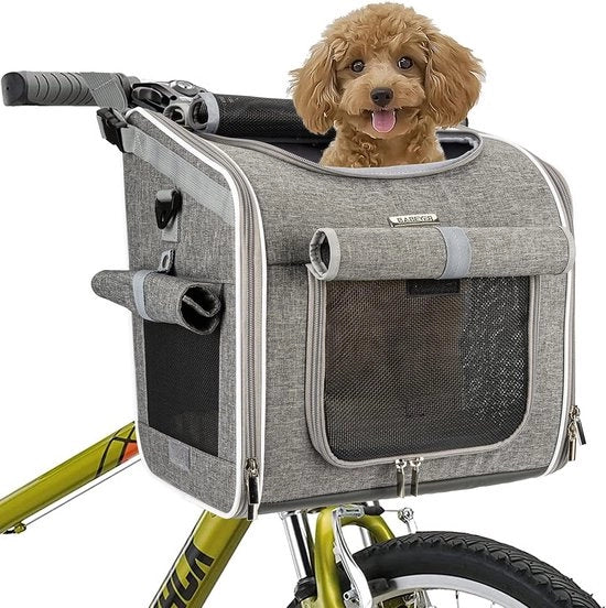 Porta cani con lato espandibile morbido e 4 aperture laterali per piccoli cani e gatti - Grigio
